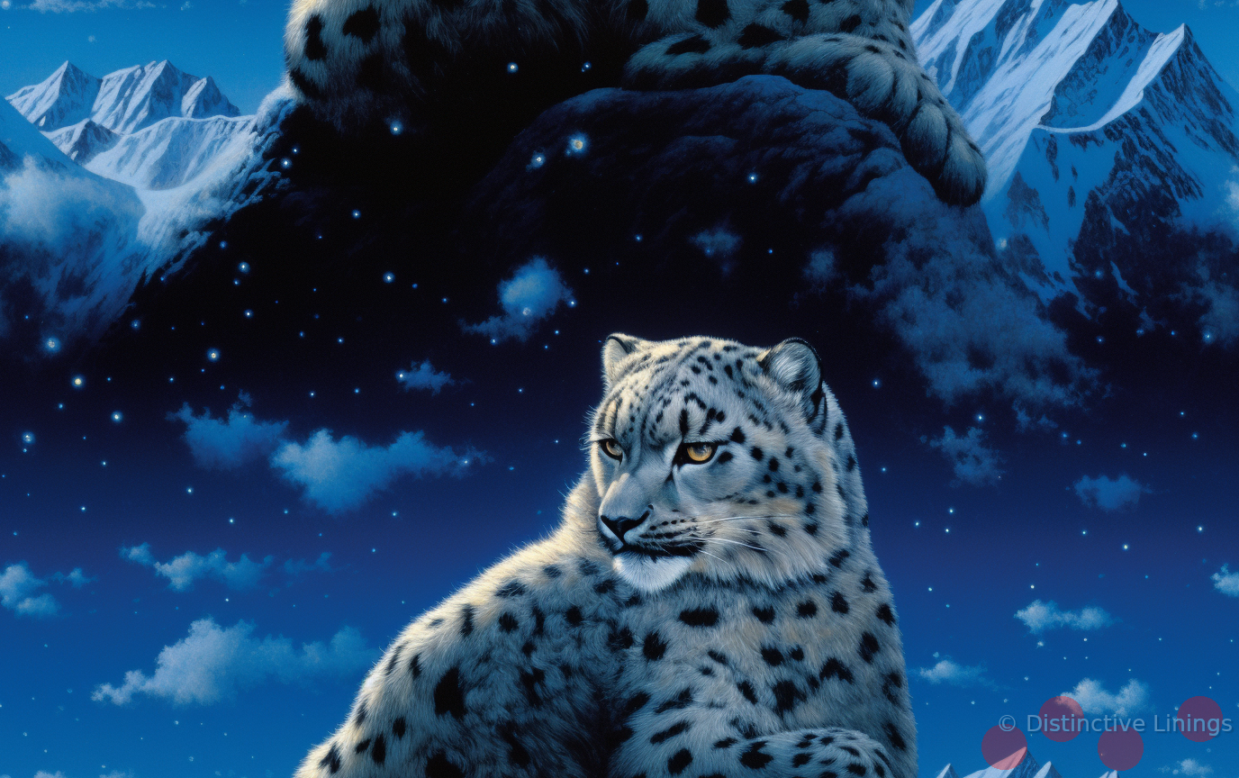 Moonlit Snow Leopard Elegance