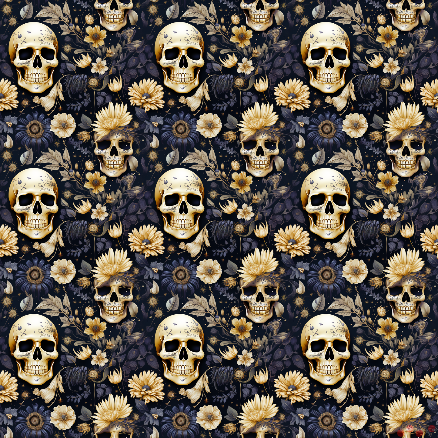 Plum Pop-art Skulls